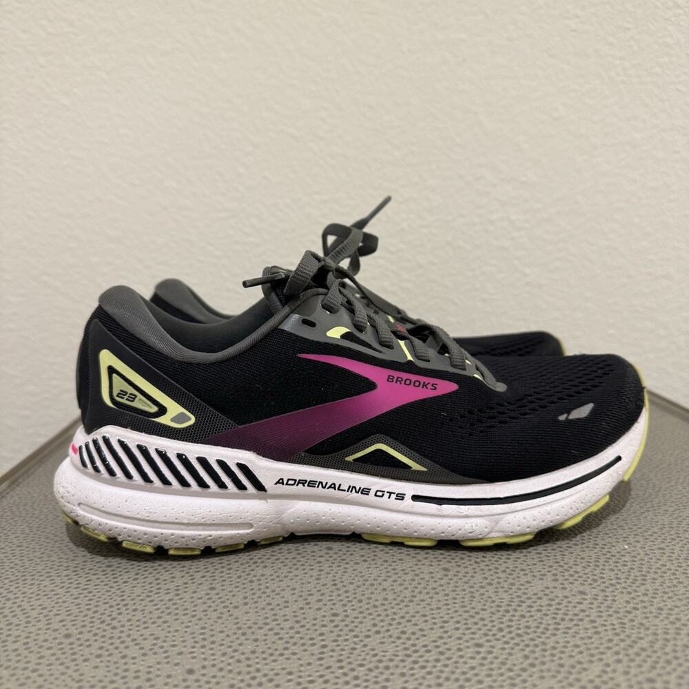 Brooks Women Adrenaline GTS 23 1203812A037 Black Running Shoes 6.5 WIDE
